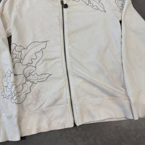 Vintage Y2K Vertigo Paris Floral Print Long Sleeve White Full Zip Hoodie 8 Small - Picture 3 of 6